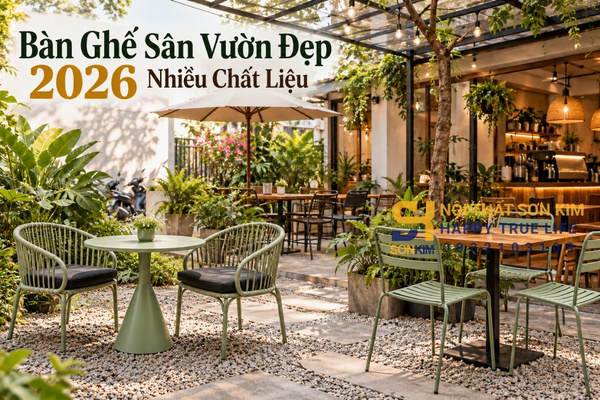 Bàn ghế sân vườn đẹp 2026 nhiều chất liệu