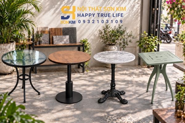 Các loại mặt bàn sắt ngoài trời kính gỗ đá lưới