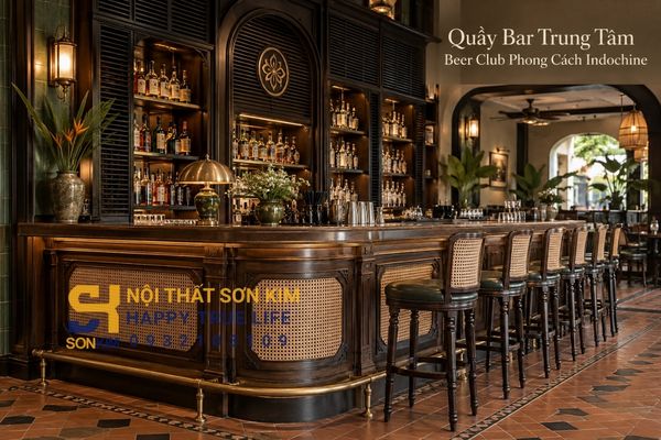 Quầy bar trung tâm beer club phong cách Indochine