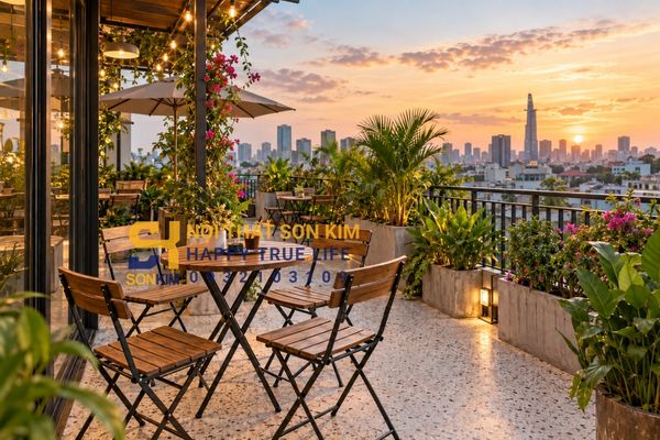 Bộ bàn ghế sân thượng cho cafe rooftop và ban công nhà phố