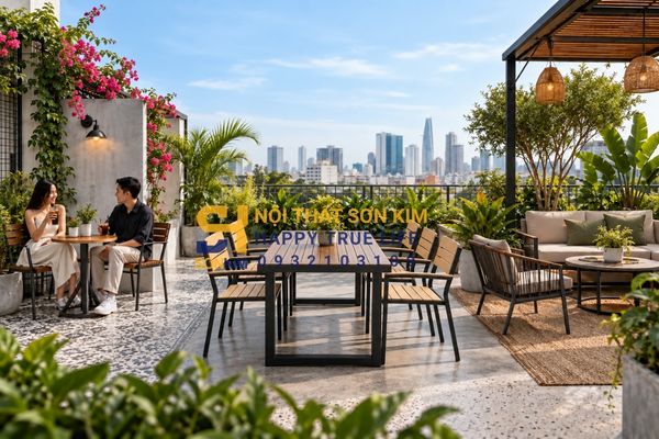 Các phong cách bàn ghế cafe tầng thượng phổ biến 2026