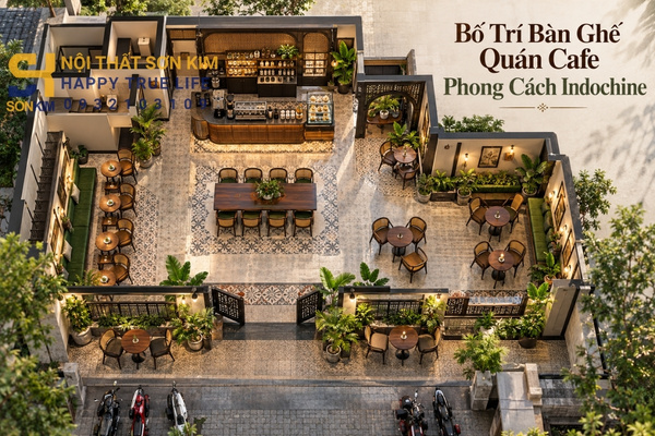 Bố trí bàn ghế quán cafe phong cách Indochine