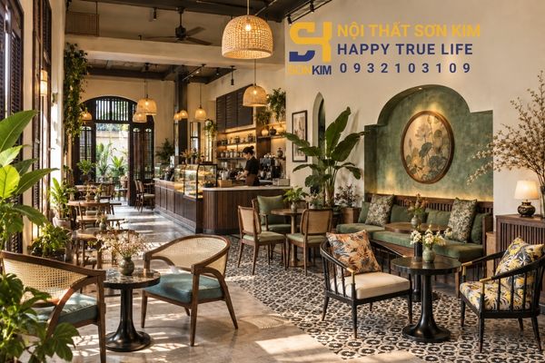 dự toán quán cafe Indochine 50m2 tiết chế
