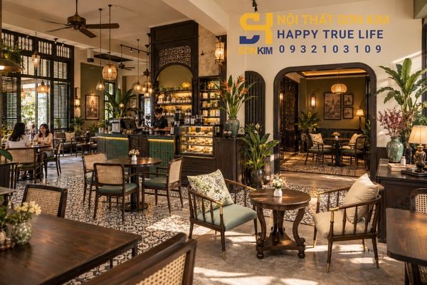 dự toán quán cafe Indochine 80m2 tiêu chuẩn