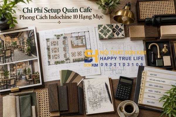 chi phí setup quán cafe phong cách Indochine 10 hạng mục
