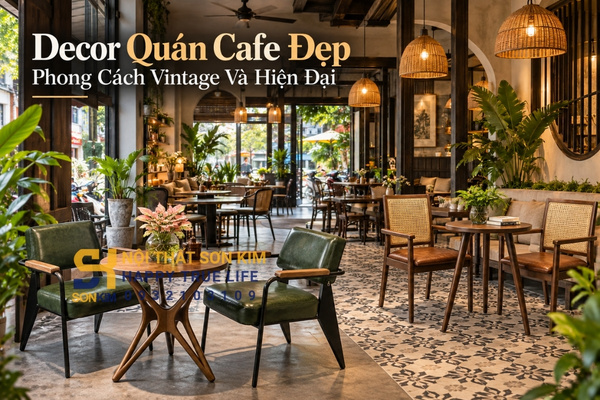 decor quán cafe đẹp phong cách vintage và hiện đại