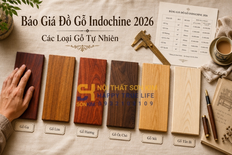 Báo giá đồ gỗ Indochine 2026 các loại gỗ tự nhiên
