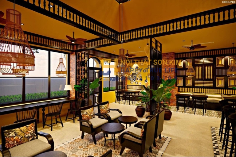 Đồ gỗ Indochine ứng dụng quán cafe phong cách Đông Dương