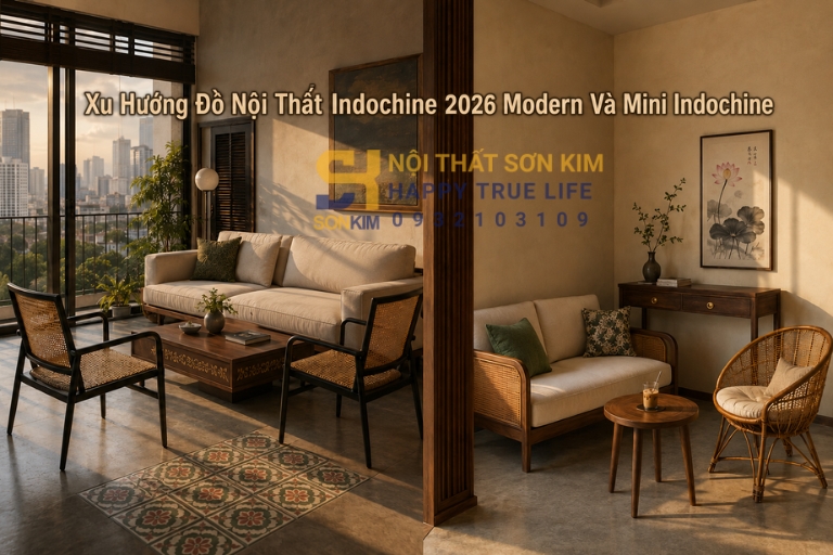 Xu hướng đồ nội thất Indochine 2026 Modern và Mini Indochine