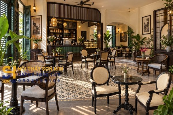 Dự toán chi phí quán cafe Indochine 50m2 phân khúc trung cấp