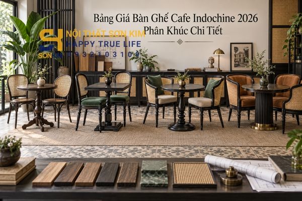 Bảng giá bàn ghế cafe Indochine 2026 phân khúc chi tiết