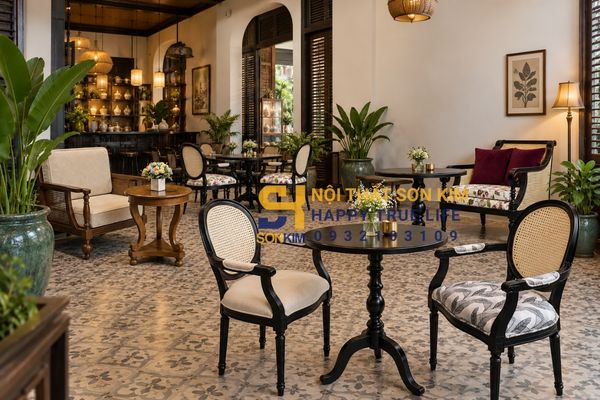 Mẫu bàn ghế cafe Indochine best seller tại Sơn Kim