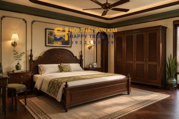 Combo phòng ngủ Indochine gỗ sồi Nga trọn bộ