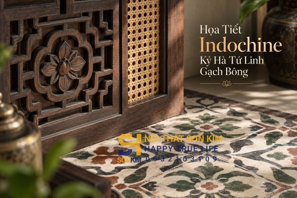 họa tiết Indochine kỷ hà tứ linh gạch bông