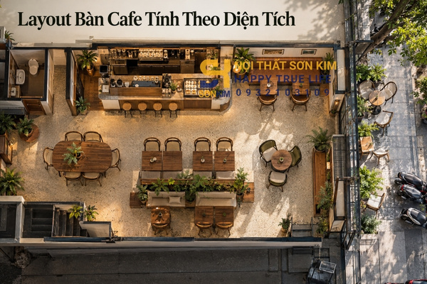 layout bàn cafe tính theo diện tích