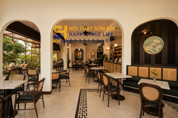 Dự án nội thất Indochine cho quán cafe do Sơn Kim thi công