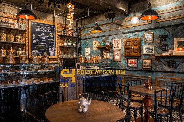 Mẫu quán cà phê gỗ đẹp phong cách vintage