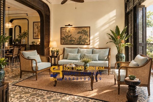 Tỷ lệ phối màu Indochine 60-30-10 chuẩn cho phòng khách