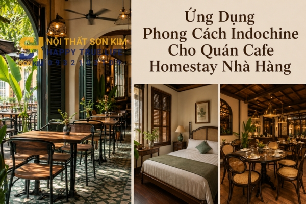 Ứng dụng phong cách Indochine cho quán cafe homestay nhà hàng