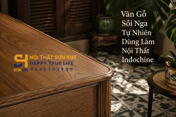 Vân gỗ sồi Nga tự nhiên dùng làm nội thất Indochine