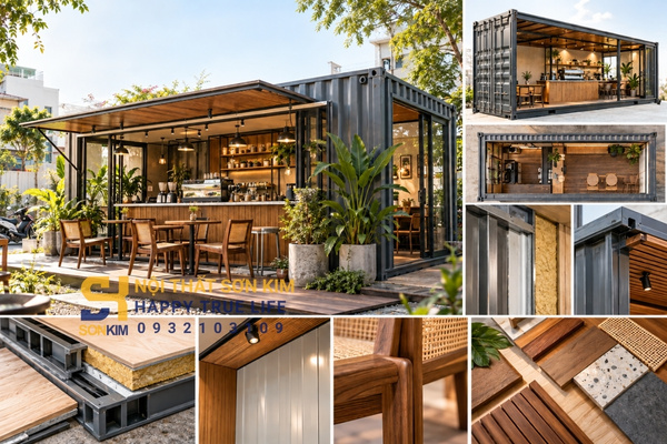 Cấu tạo container 20 feet dùng làm quán cafe
