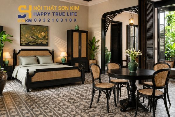 Nội thất sơn đen Indochine phong cách Đông Dương