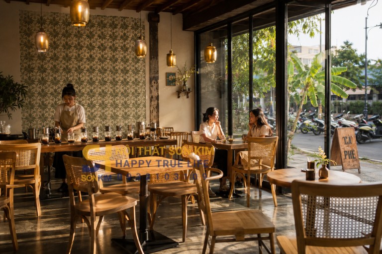 Mẫu nội thất Indochine mới cho quán cafe 2026