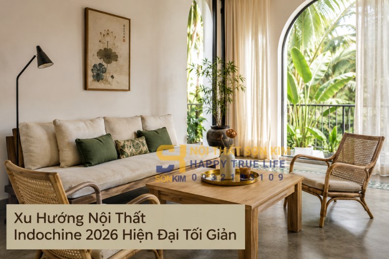 Xu hướng nội thất Indochine 2026 hiện đại tối giản