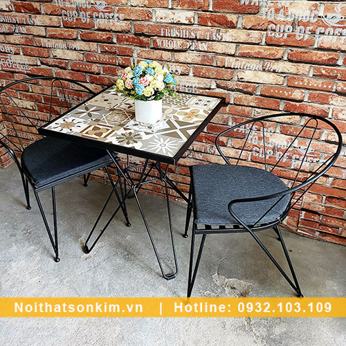 bàn ghế cafe khung sắt