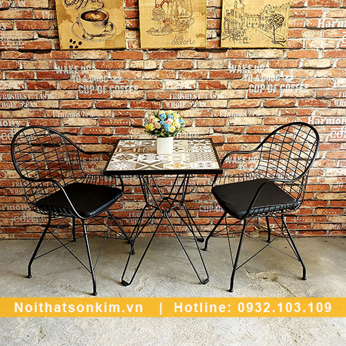 bàn ghế cafe khung sắt