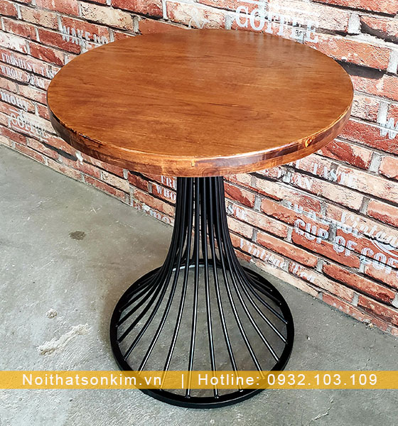 bàn cafe mặt gỗ chân sắt bc44 cho quán cà phê