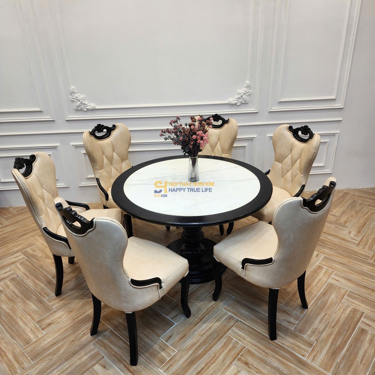 Bộ Bàn Tròn Imperial + 6 Ghế Soho – Sang Trọng Chuẩn Phòng VIP - 8 