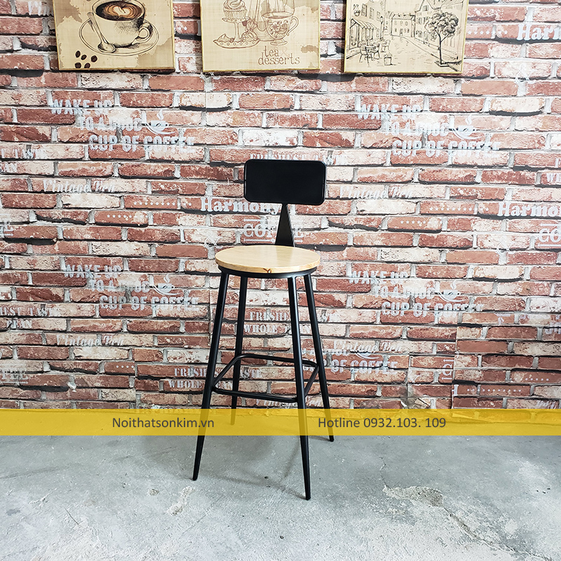 Ghế cafe sắt mặt nâu tròn sơn tĩnh điện