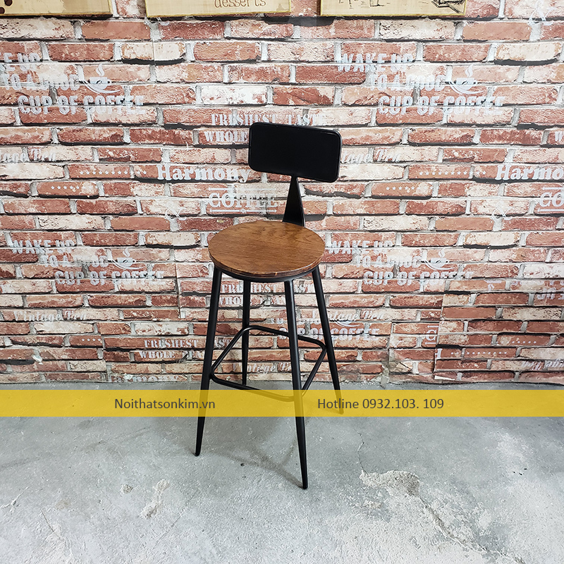 Ghế cafe sắt mặt nâu tròn sơn tĩnh điện