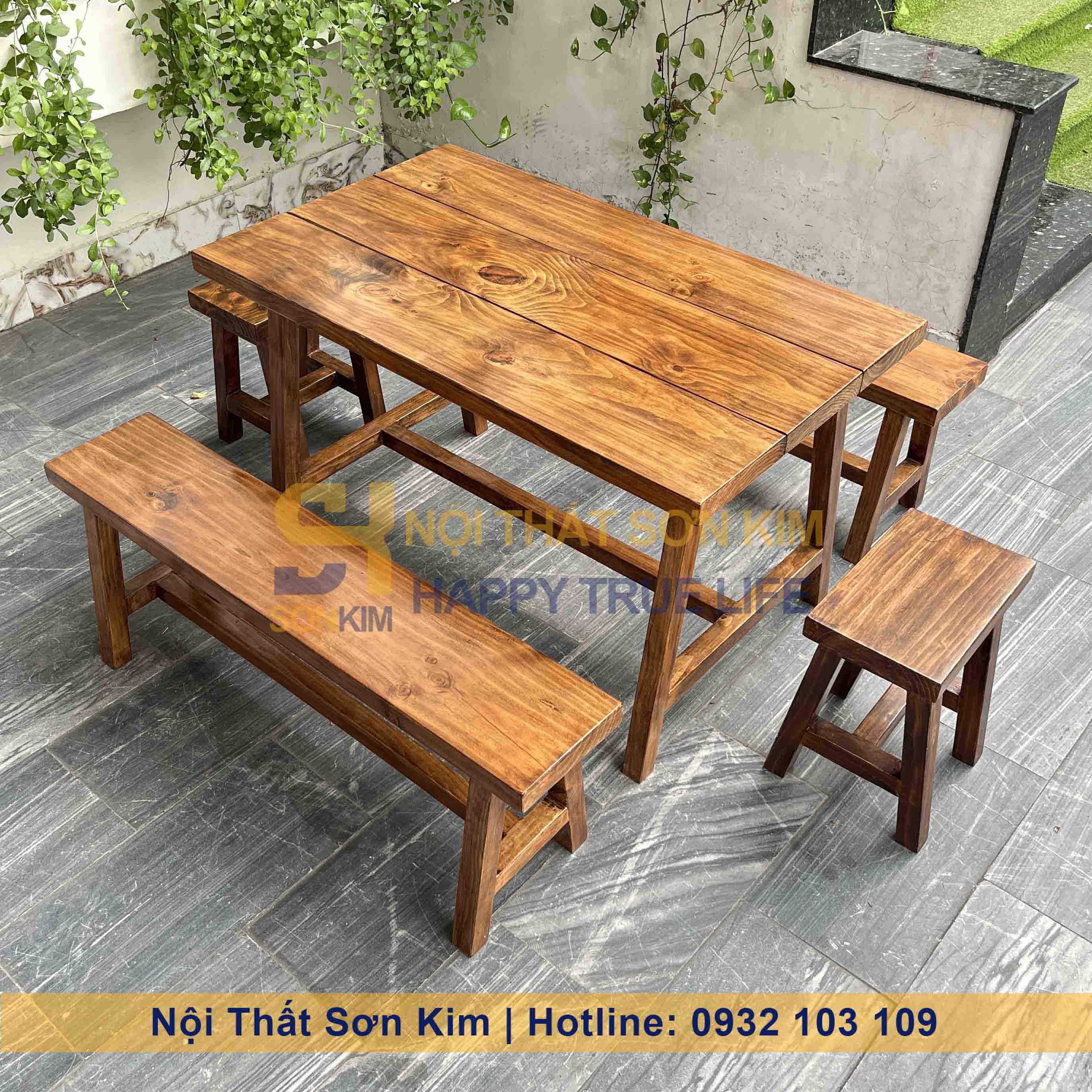 Bàn Ăn Băng Chữ A Gỗ Thông BGC275