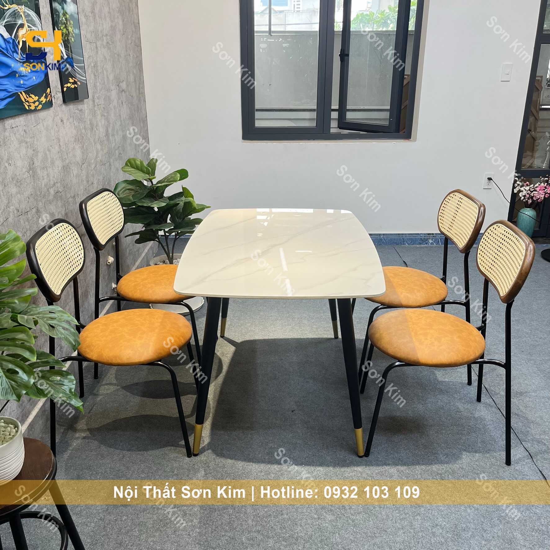 Bàn ăn chân côn kết hợp ghế Henry BGD56
