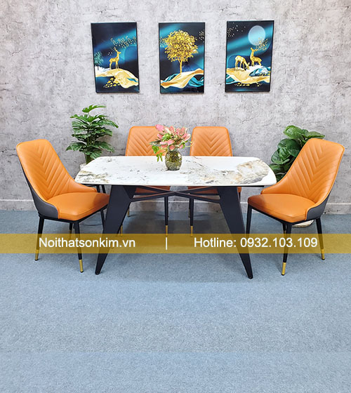 Bàn ghế ăn đẹp hiện đại mặt đá BGD27 thiết kế sang trọng