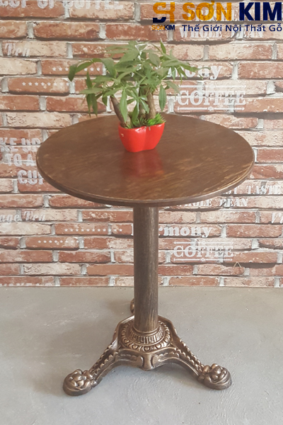 Bàn ghế quán cafe chân sắt mặt gỗ bc15
