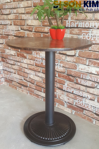 bàn cafe chân sắt, trụ tròn thích hợp cho quán cafe ngoài trời, trong nhà