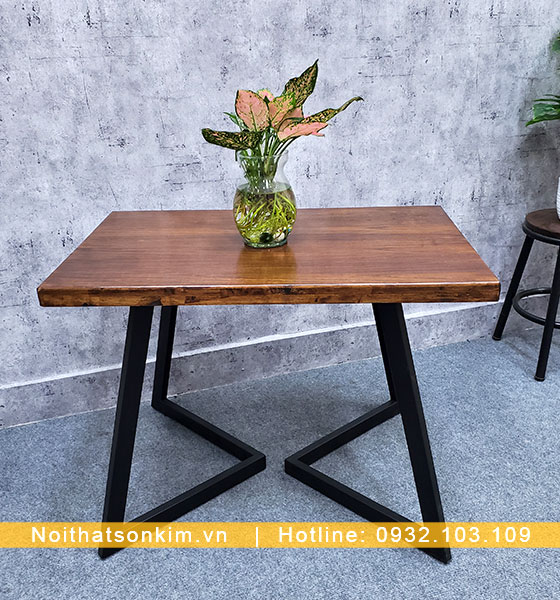Bàn cafe gỗ BC57 bàn quán cafe đẹp chân sắt phong cách