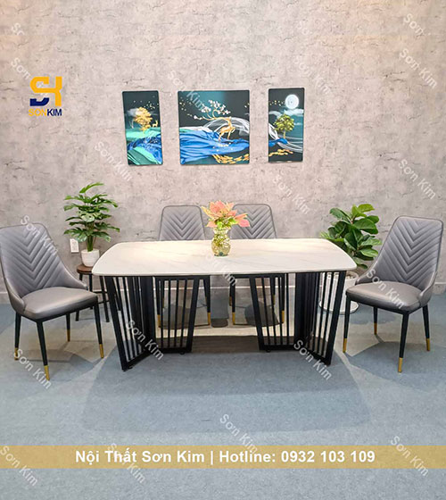 Bộ bàn ghế ăn Solid và ghế Lix bọc da cao cấp BGD49