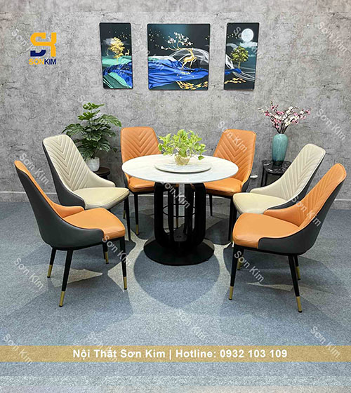 Bộ bàn ăn tròn xoay kết hợp với ghế Lix BGD51 hiện đại