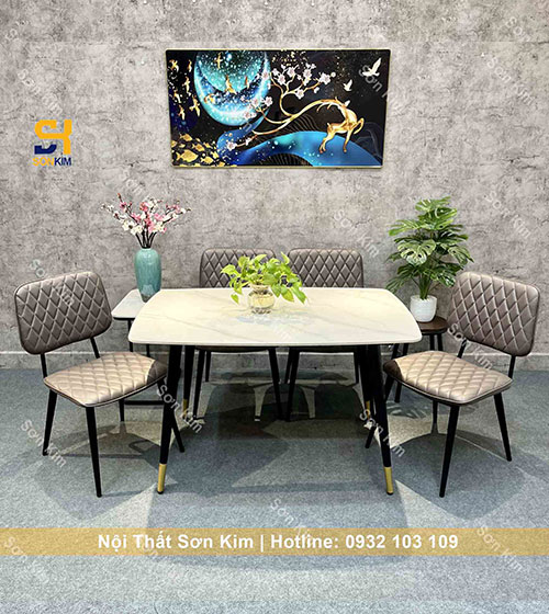Bàn ghế ăn Copine BGD55 bọc da sang trọng và hiện đại