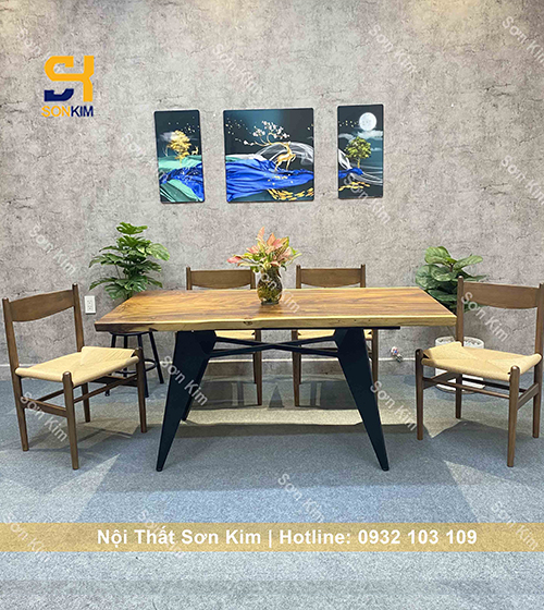 Bộ bàn ăn gỗ me tây kết hợp ghế CH-36 BGD32 sang trọng