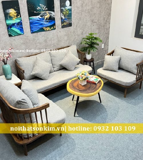 Bàn ghế cafe gỗ BGC174 bộ bàn ghế gỗ uống cafe nệm xám