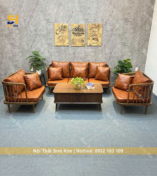 Bộ bàn ghế cafe sofa fly màu nâu mới BGC212