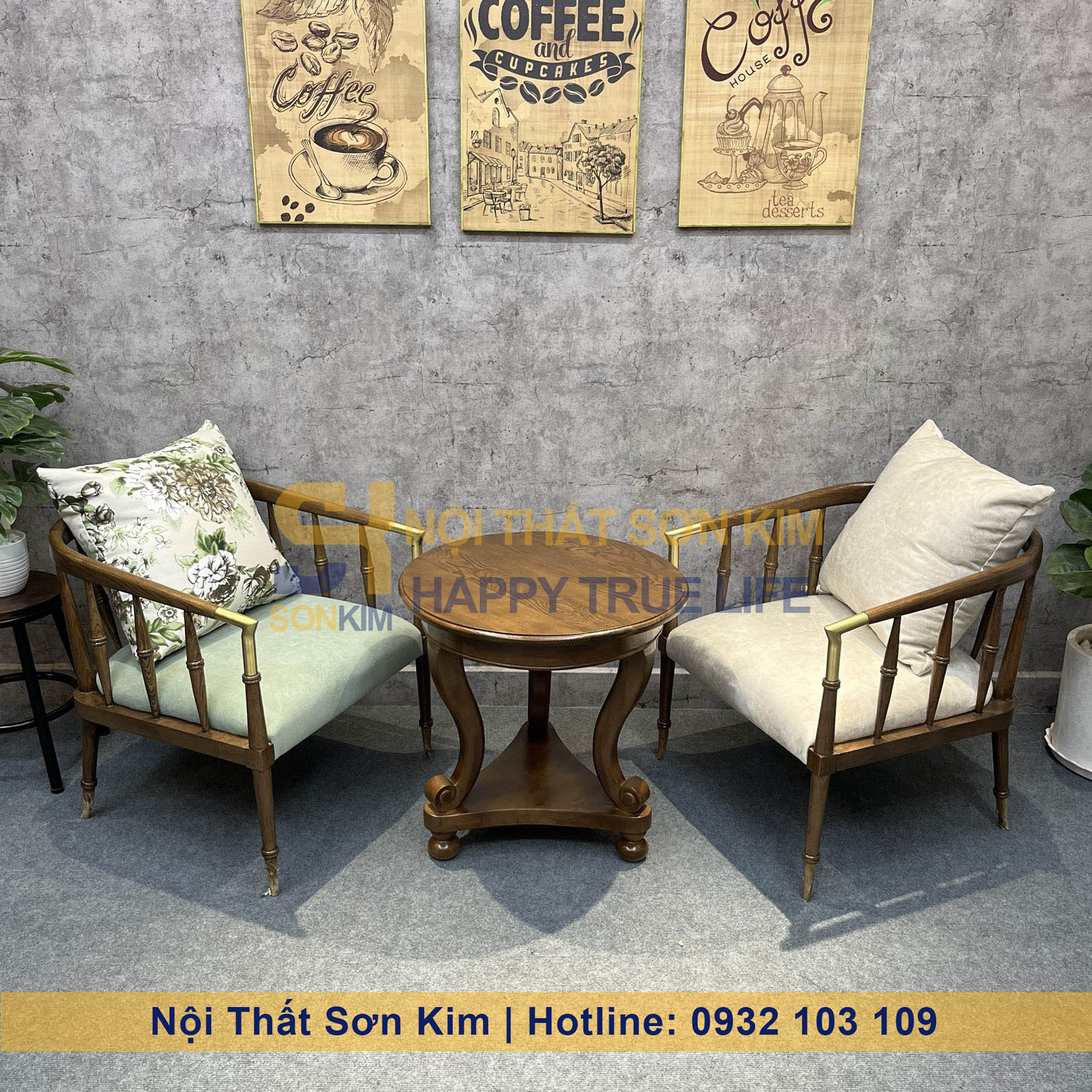 Bộ Bàn Ghế Cafe Caracole Beauty Indochine Gỗ Nâu BGC222