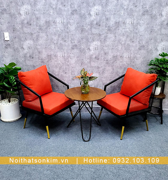Bàn Ghế Cafe Gỗ Chân Sắt BGC141