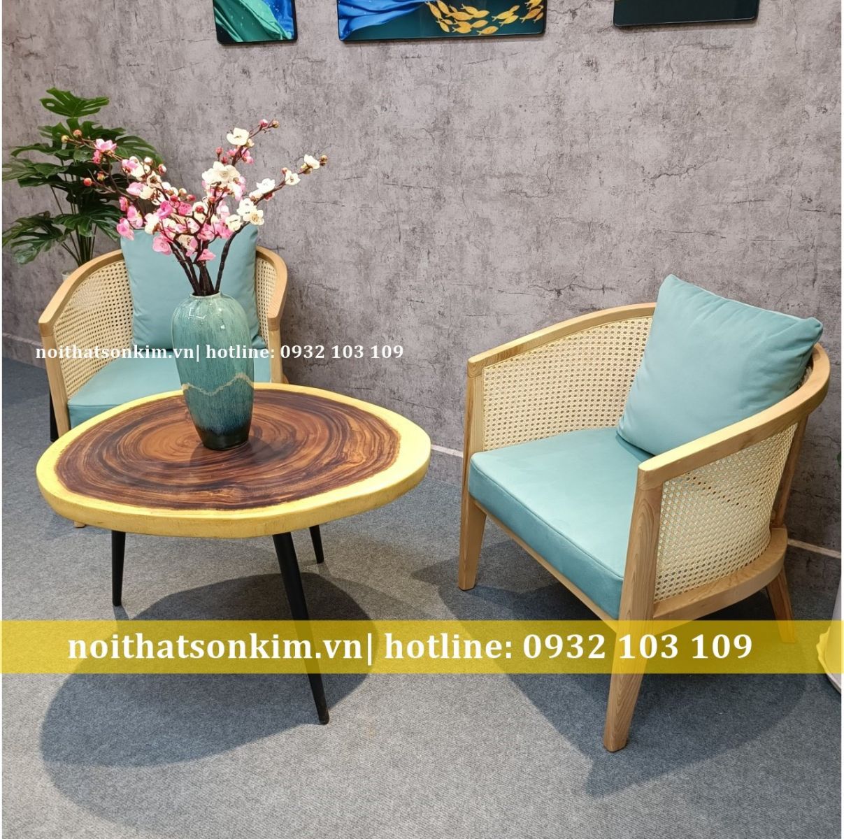 bàn ghế cafe gỗ nhìn chéo