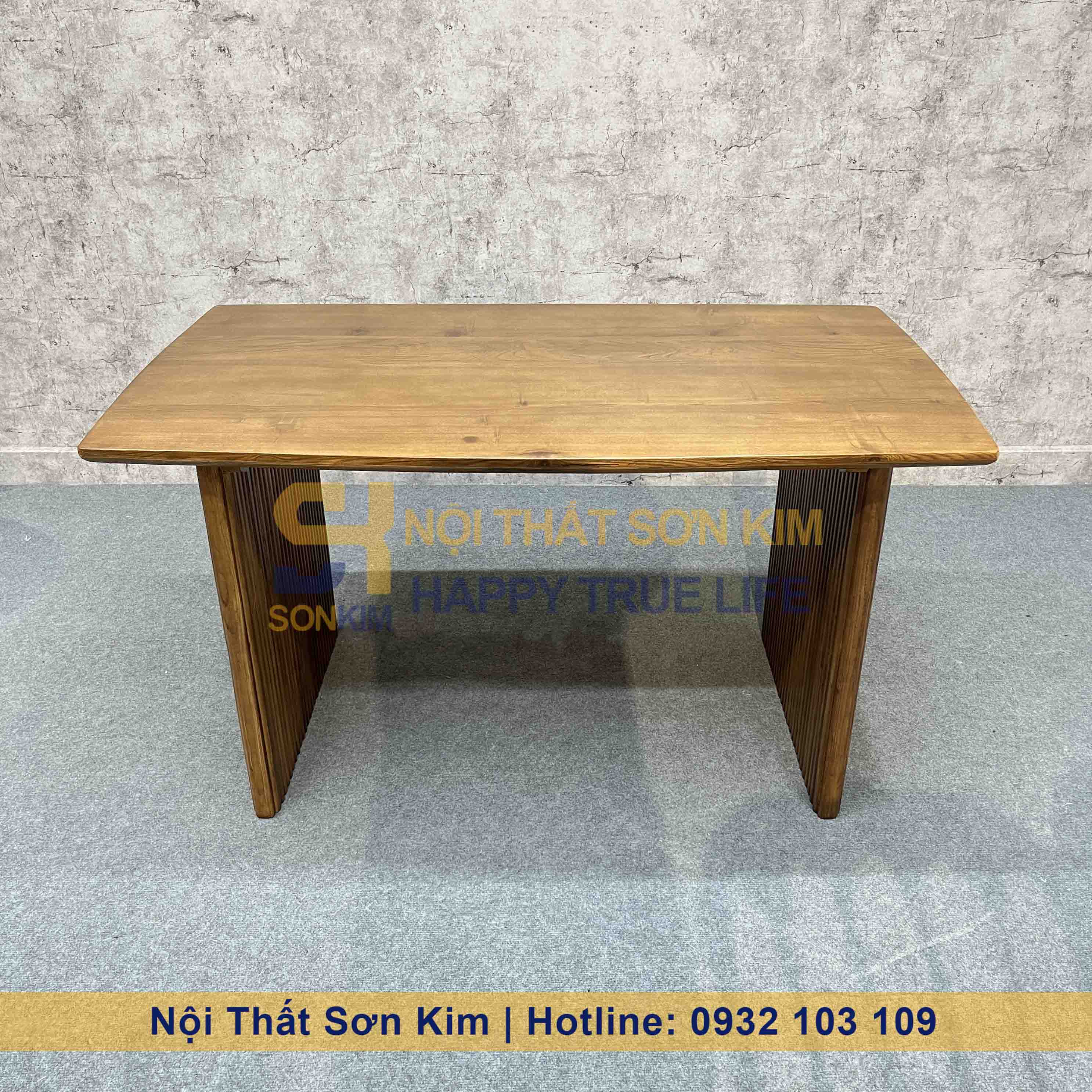 Bàn Rustic Chân Ghép Thanh Gỗ Nâu BC74